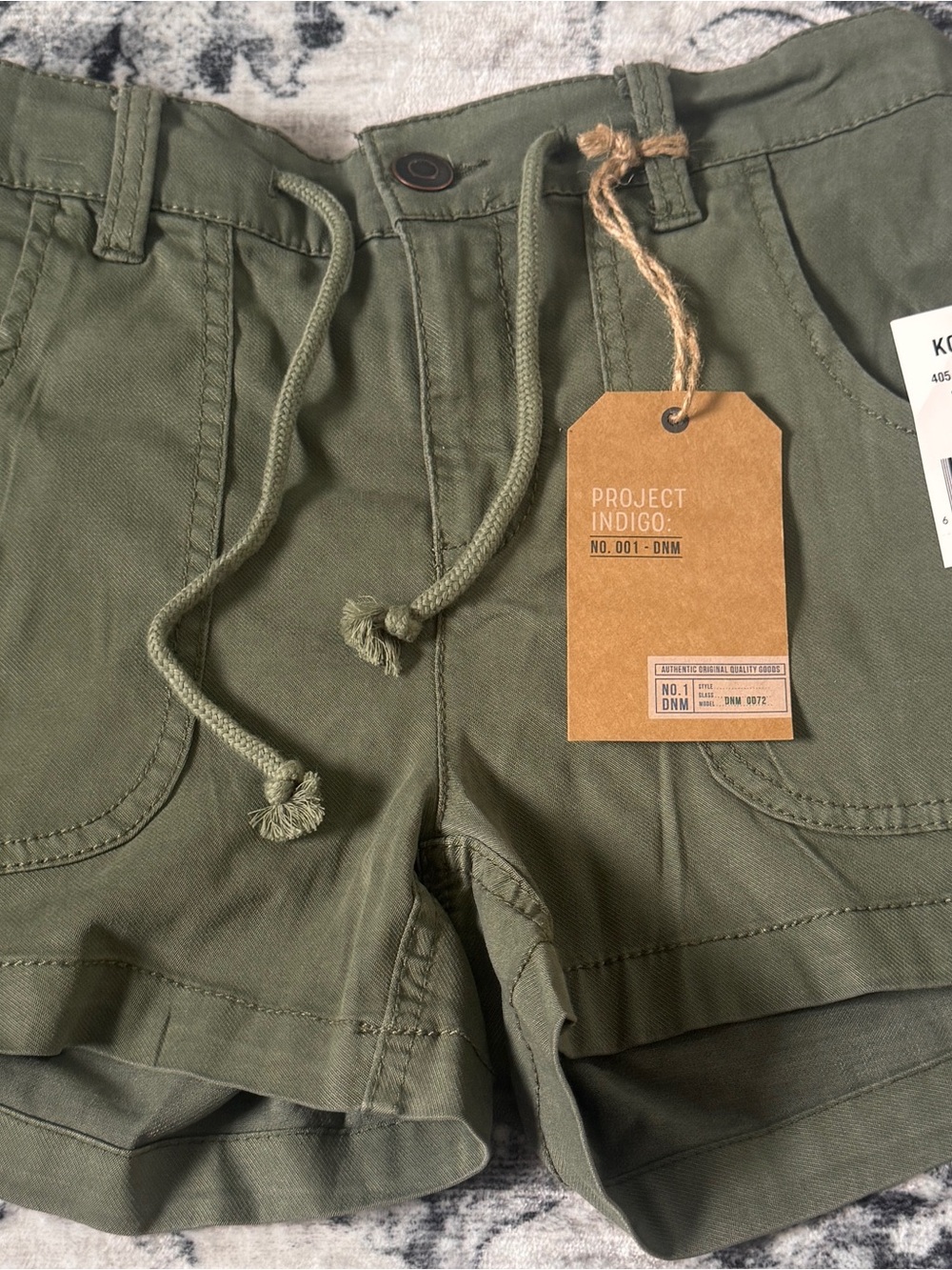 Juniors Olive Green Drawstring Shorts